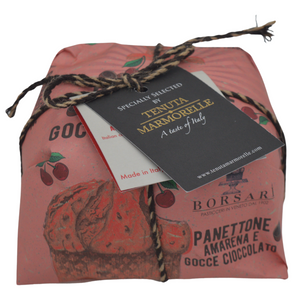 Panettone with Cherry Cream and Dark Chocolate Chips Hand Wrapped 500g