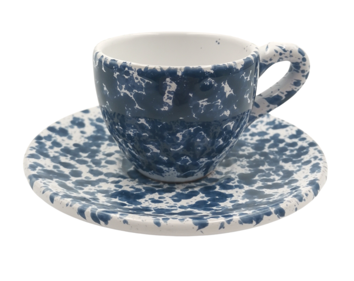 Promotional 4 oz Blue Speckled Enameled Steel Espresso Cup