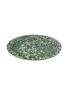 Green Speckled Flat Round Plate 24cm